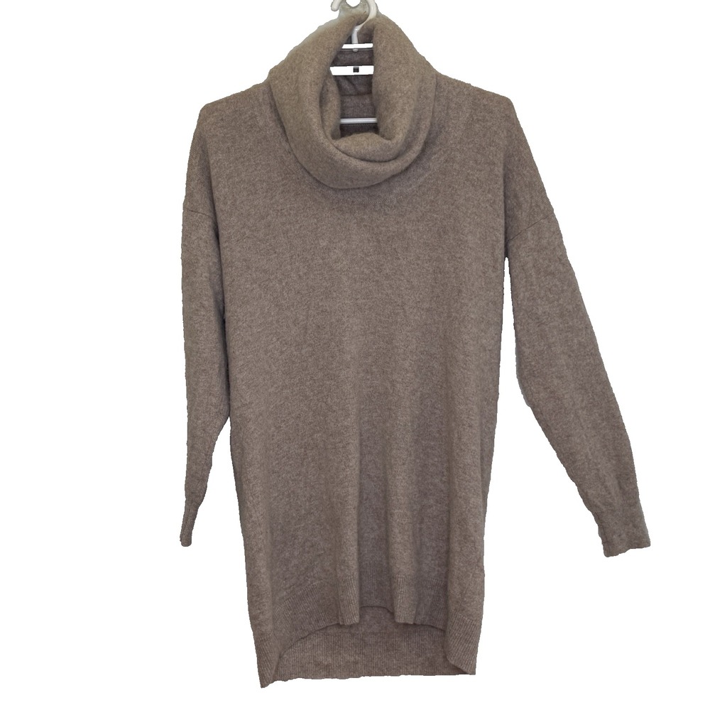 Hammacher Schlemmer Cowl Neck Tunic Sweater Womens Size XL Tan 100% Cashmere